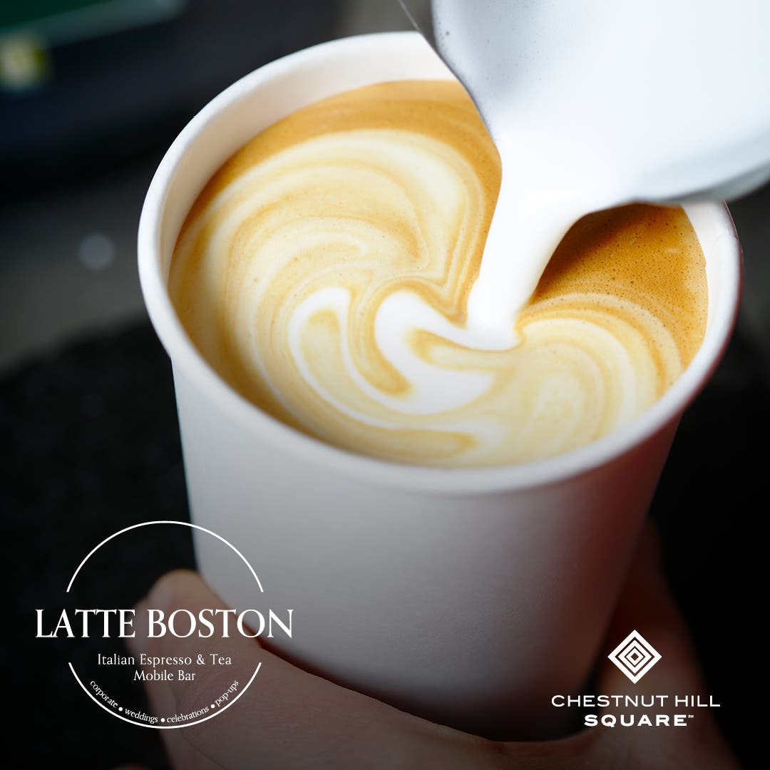 Experience the charm of Latte Boston at Chestnut Hill Square, a unique Italian espresso and tea pop-up bar.